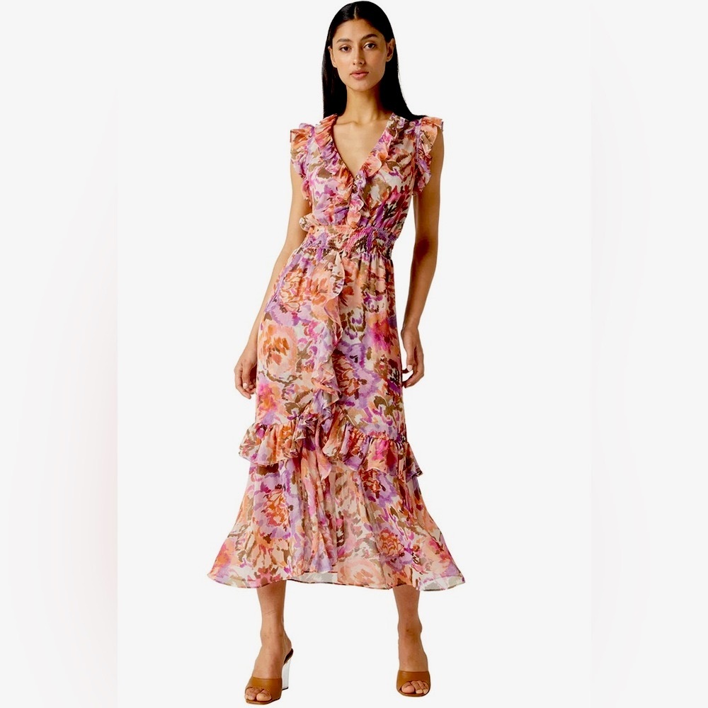 NWT MISA Los Angeles Kidada Dress - XS - dusky blooms chiffon